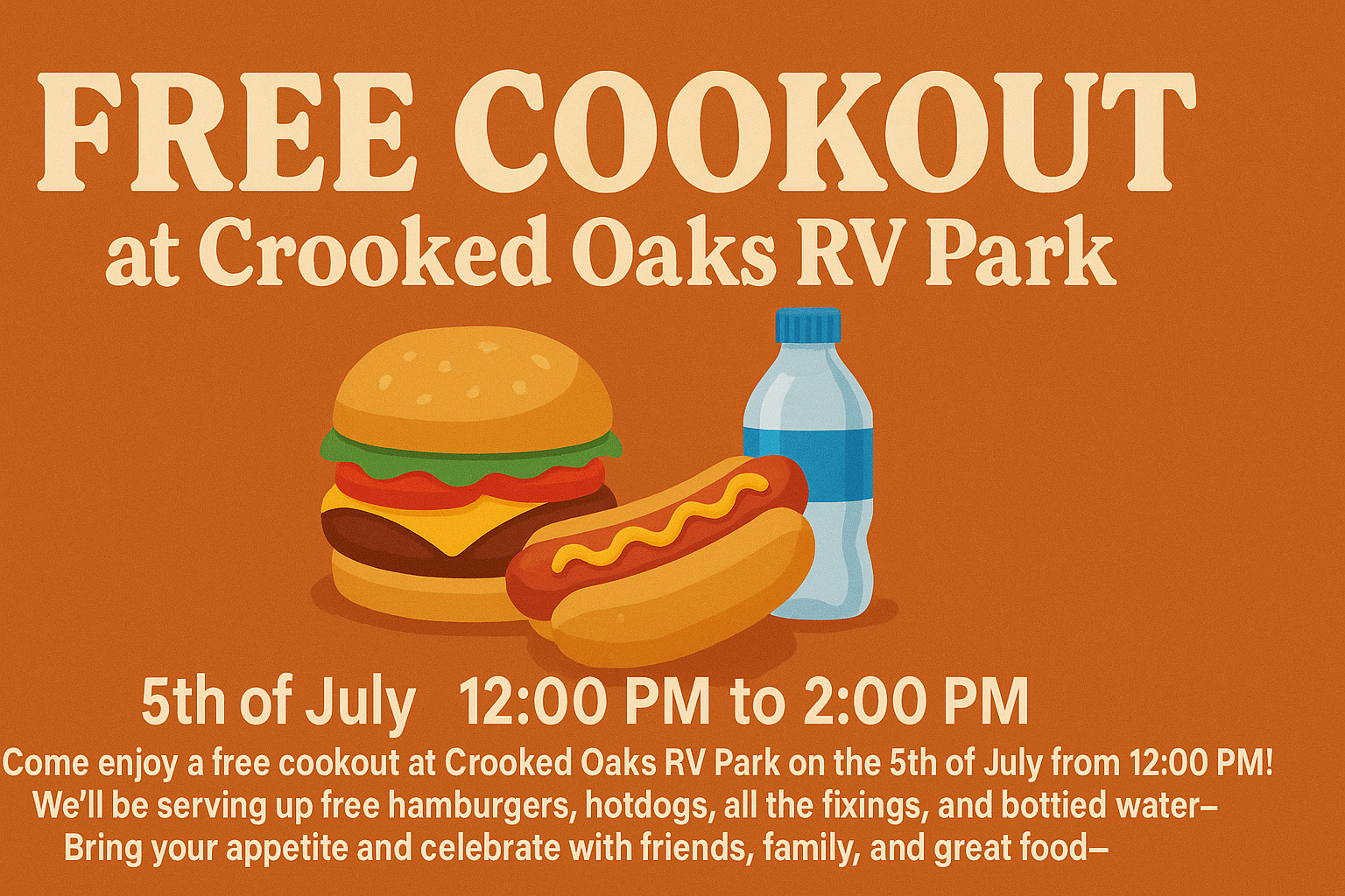 free cookout rv park event