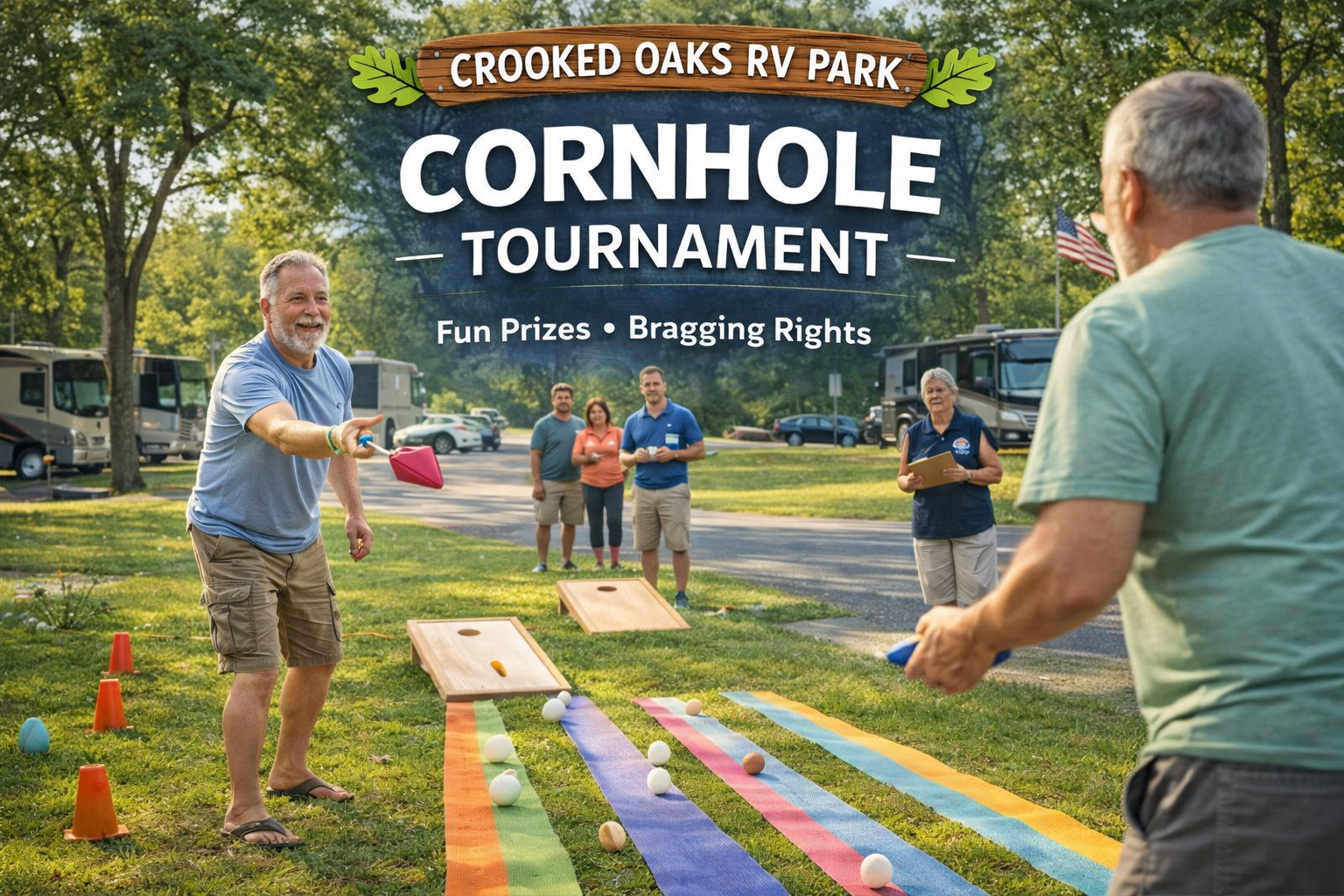 cornhole tournament crooked oaks rv park
